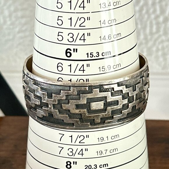 ❌SOLD❌Mexican Silver 925 Aztec Cuff Bracelet - Picture 6 of 6